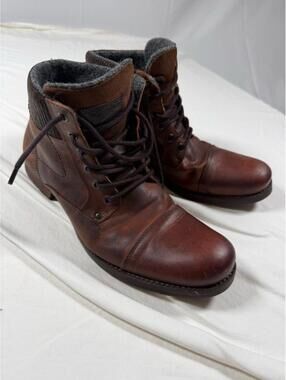 Bull Boxer Mens Sawyer Brown Leather Lace-Up Ankle Boots 9.5